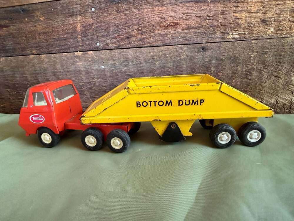 Vintage Tonka Bottom Dump Semi Truck Pressed Steel Toy